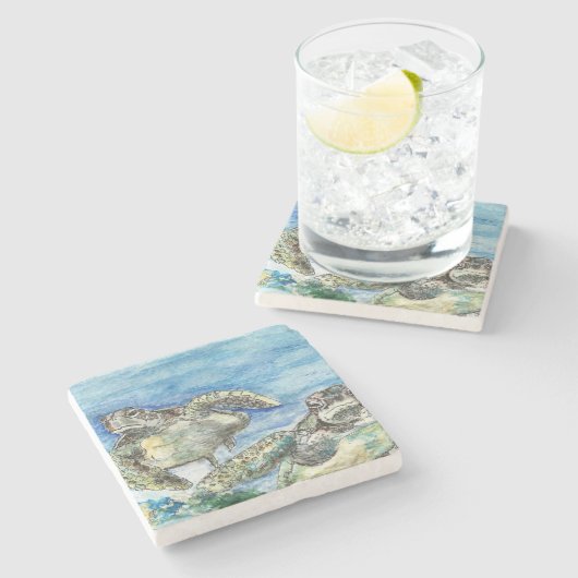 Meeresschildkröten Steinuntersetzer (Seitenansicht)