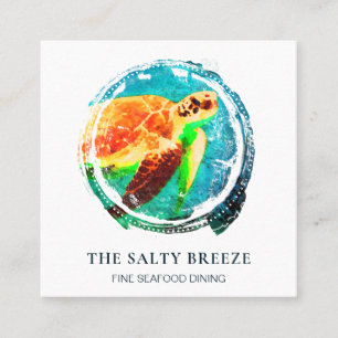 *~* Meeresschildkröten Strand Sandmeer Tropische K Quadratische Visitenkarte