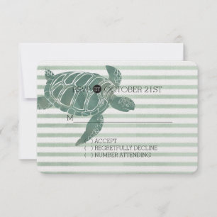 Meeresschildkröten-Streifen Hochzeitssache RSVP Karte