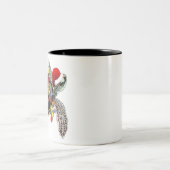 Meeresschildkröten tragen Weihnachtsmannmütze fröh Zweifarbige Tasse (Mittel)