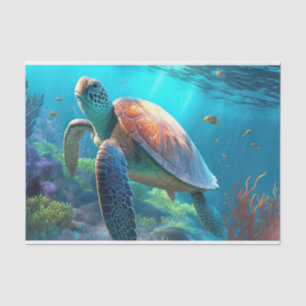 Meeresschildkröten, tropische Fische und Korallen  Seidenpapier