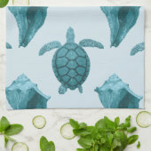 Meeresschildkröten u. Tritonshorn im Aqua/in den Geschirrtuch (Gefaltet)