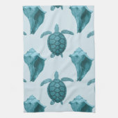 Meeresschildkröten u. Tritonshorn im Aqua/in den Geschirrtuch (Vertikal)