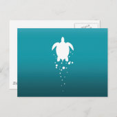 Meeresschildkröten und Blasen gegen den blauen grü Postkarte (Vorne/Hinten)