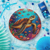 Meeresschildkröten und das lebendige Korallenriff Pappteller (Party)