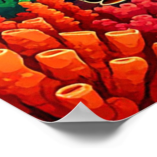 Meeresschildkröten und das lebendige Korallenriff Poster (Ecke)