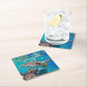 Meeresschildkröten und Fische Rechteckiger Pappuntersetzer (Vor Ort)