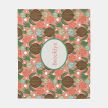 Meeresschildkröten und Hibiskus Korallenrosa