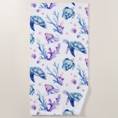 Meeresschildkröten und Korallen Strandtuch (Vorderseite)