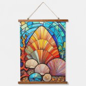 Meeresschildkröten und Muscheln Kunst Set Wandteppich Mit Holzrahmen (Vorderseite 2)