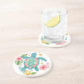 Meeresschildkröten und tropische Blume Getränkeuntersetzer (Seite)