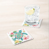 Meeresschildkröten und tropische Blume Untersetzer (Vor Ort)