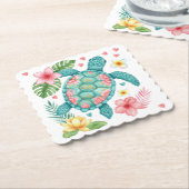 Meeresschildkröten und tropische Blume Untersetzer (angewinkelt)