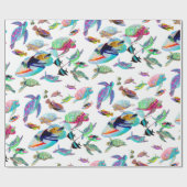 Meeresschildkröten und tropisches Fischwaschpapier Geschenkpapier (Flach)