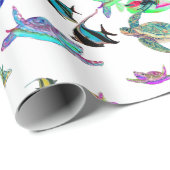 Meeresschildkröten und tropisches Fischwaschpapier Geschenkpapier (Rolleneckpunkt)