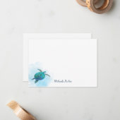 Meeresschildkröten Wasserfarben Personalisiert Mitteilungskarte (Vorderseite/Rückseite Beispiel)