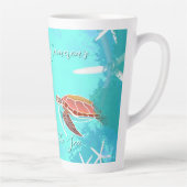 Meeresschildkröten Zuhause am Meer Personalisiert Milchtasse (Rechts)