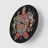 Meeresschildkrötenmosaik boho bunt runde wanduhr (Winkel)