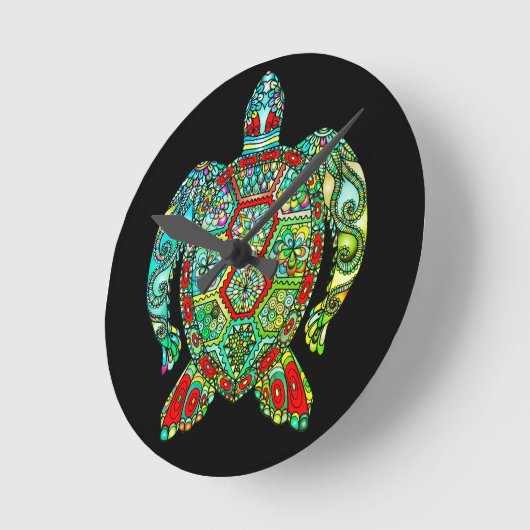 Meeresschildkrötenmosaik Runde Wanduhr (Winkel)