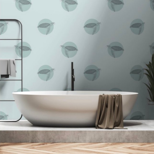 Meeresschildkrötenmuster Blau und Grün unter dem M Tapete (Von Creator hochgeladen)