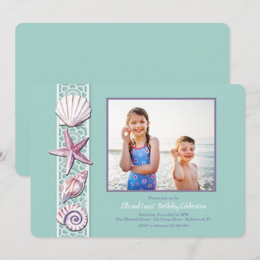 Meeresschnecken-Foto-Einladung Einladung (Vorne/Hinten)