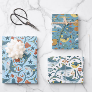 Meeressee unter dem Seehecht zum gegenwärtigen Zei Geschenkpapier Set