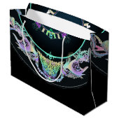 Meeresskizze in Neon Große Geschenktüte (Rückseite Schrägansicht)