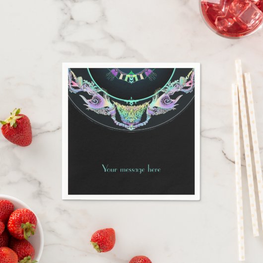 Meeresskizze in Neon, personalisierbar Serviette (Beispiel)