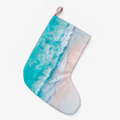 Meeresstrand, schöne Landschaft, Reisethema. Kleiner Weihnachtsstrumpf (Vorderansicht (hängend))