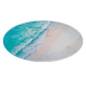 Meeresstrand, schöne Landschaft, Reisethema. Schneidebrett (Ecke)