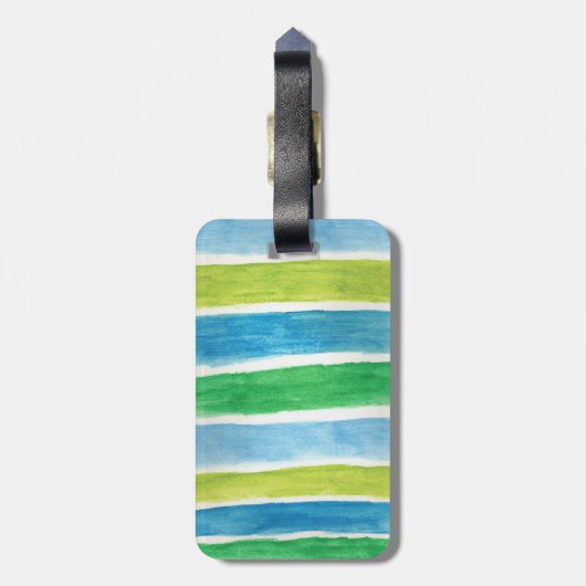 Meeresstreifen: blau und grün gepäckanhänger (Rückseite vertikal)