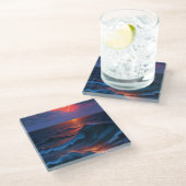 Meeressturm mit Blitzlicht-Untersetzer Glasuntersetzer (Schrägansicht)