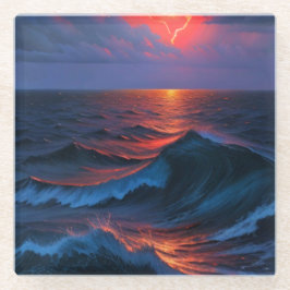 Meeressturm mit Blitzlicht-Untersetzer Glasuntersetzer