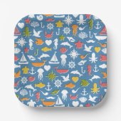 Meeressymbole Muster Pappteller (Vorderseite)