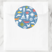 Meeressymbole Muster Runder Aufkleber (Tasche)