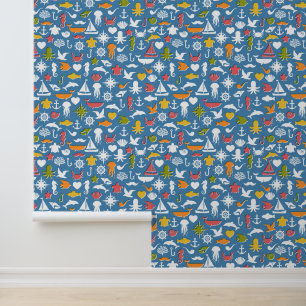 Meeressymbole Muster Tapete