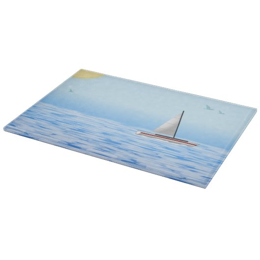 Meeresszene mit Schiff Schneidebrett (Ecke)