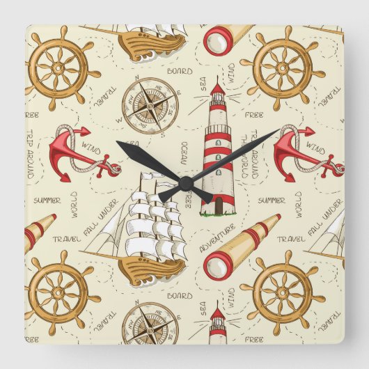 Meeresszene Quadratische Wanduhr (Vorderseite)