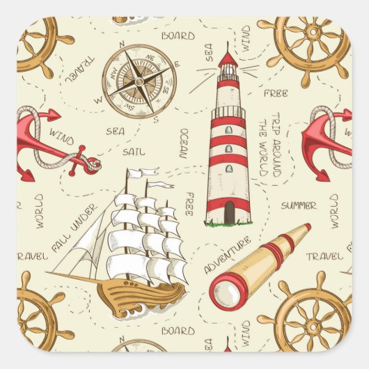 Meeresszene Quadratischer Aufkleber (Vorderseite)