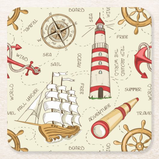 Meeresszene Rechteckiger Pappuntersetzer (Vorderseite)