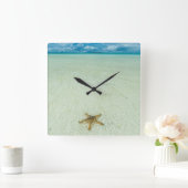 Meerestern in flachem Wasser, Palau Quadratische Wanduhr (Zuhause)