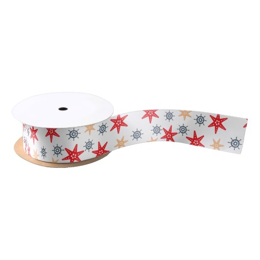 Meeresterne und Lenkradmuster Satinband (Spule)