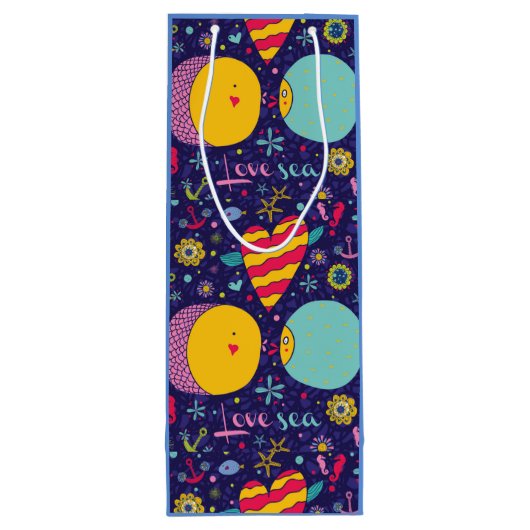 Meeresthema Anchor Fisch Starfish Seepferd Geschenktüte Für Weinflaschen (Rückseite)