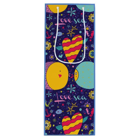 Meeresthema Anchor Fisch Starfish Seepferd Geschenktüte Für Weinflaschen (Vorderseite)