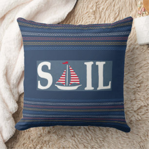 Meeresthema Blue Ocean Regatta Stripe Rope Lines Kissen