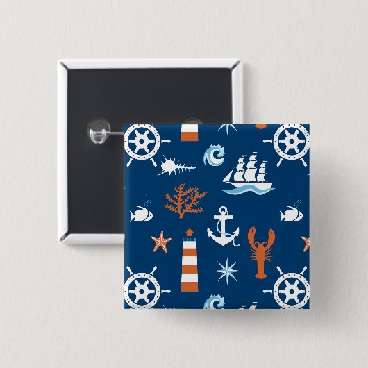 Meeresthema Muster 1 Button (Vorne & Hinten)