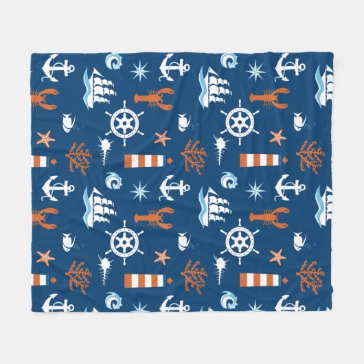 Meeresthema Muster 1 Fleecedecke (Vorderseite (Horizontal))