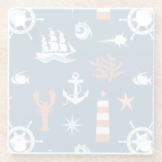 Meeresthema Muster 1 Glasuntersetzer (Rückseite)