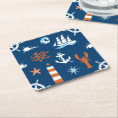 Meeresthema Muster 1 Rechteckiger Pappuntersetzer (angewinkelt)