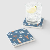 Meeresthema Muster 1 Steinuntersetzer (Seitenansicht)